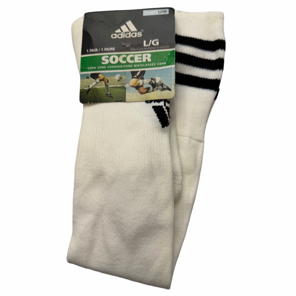 Adidas ClimaLite White Black Soccer Football Socks Men Large 9-13 Shoe Size